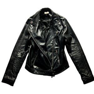 Jaclyn Smith Charlies Angle Women's Black Long Sleeve Full Zip Moto Jacket VF+++